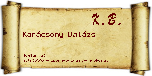 Karácsony Balázs névjegykártya