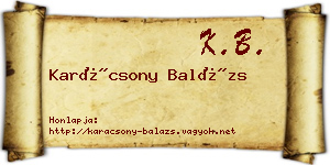Karácsony Balázs névjegykártya
